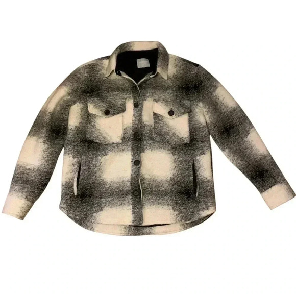 Weekend LA Wool Blend Shacket in Gunmetal Plaid- Size XS - Picture 2 of 10